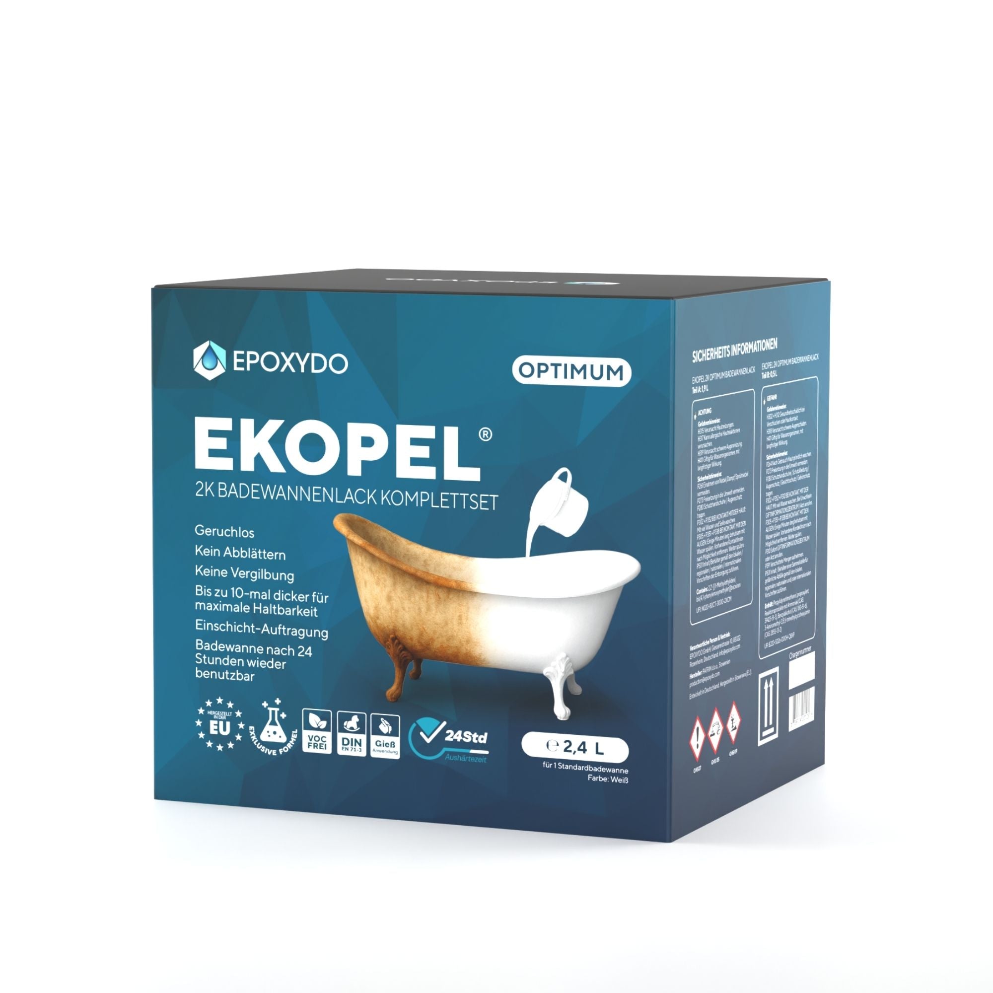 EKOPEL 2K-OPTIMUM Vernice per vasche da bagno. Set completo. Tempo di indurimento 24H.