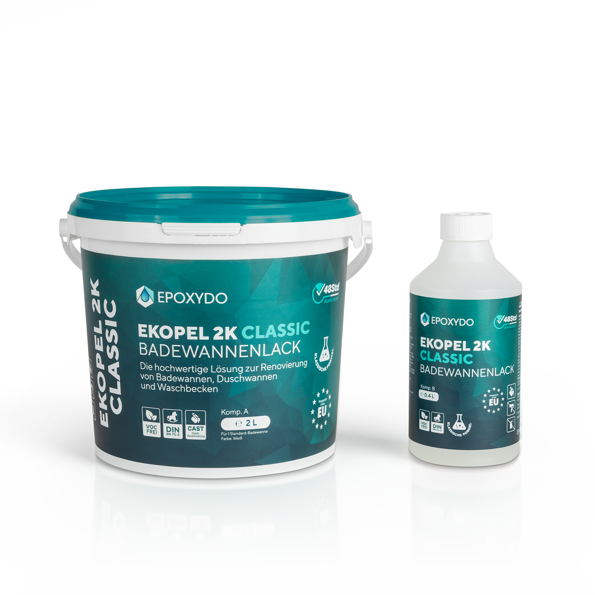 EKOPEL 2K-CLASSIC Vernice per vasche da bagno. Set completo. Tempo di indurimento 48H.